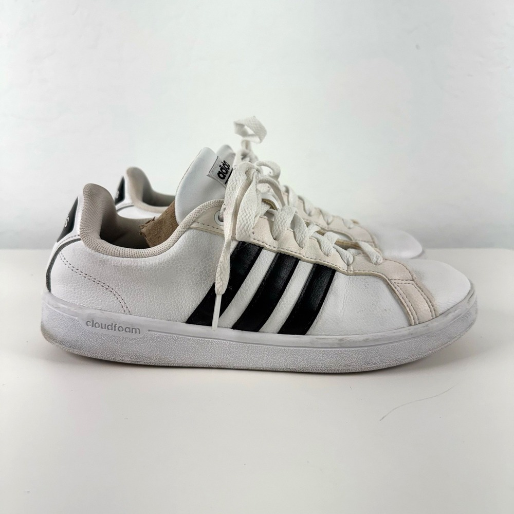 Adidas‎ Cloudfoam Advantage Women's White Black Stripes Sneakers Size 9.5 - Picture 8 of 16